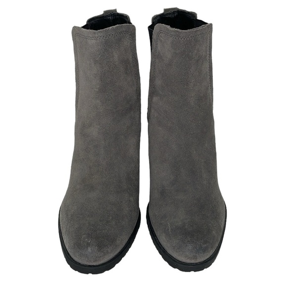 Sam Edelman Boots Women's 10 Grey Suede Leather Ankle Booties Block Heel Shoes - Picture 6 of 14